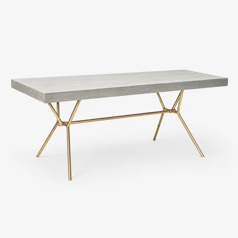 Mesa Jantar Branco com acabamentos Dourado 180X90X76 WHITE GLOW