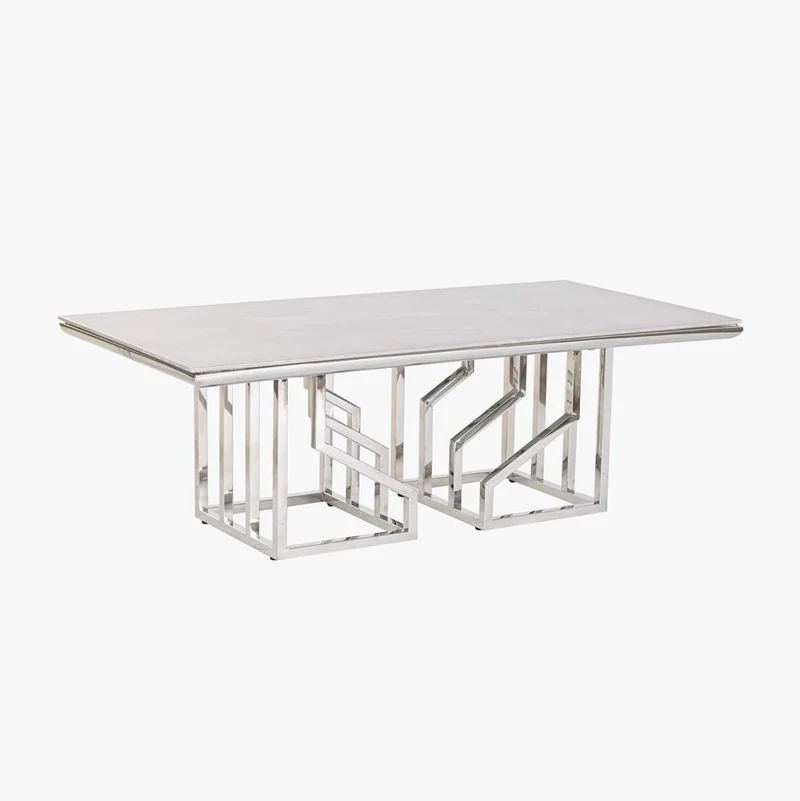Mesa Centro Tampo Efeito Mármore e Estrutura Metálica | 120x60x40 cm | PRISMA