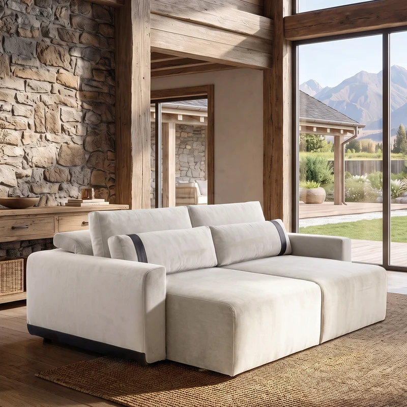 Sofá 2 Cuerpos Rizzonte Tela Beige - 2.36m