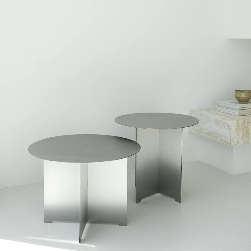 Mesa de centro redonda Golbey - D50 H35 - Acero inoxidable - Grande