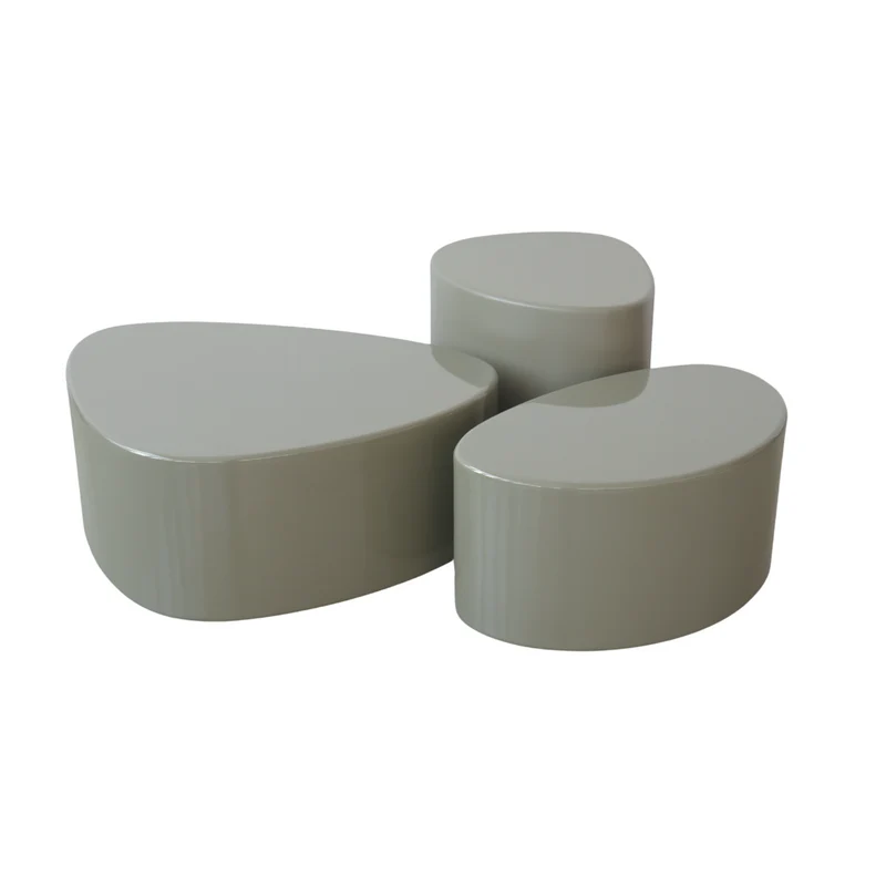Mesa de centro - Varzy - Grande - Verde oliva StoneSkin brillante - L75 x P70 x H30 cm