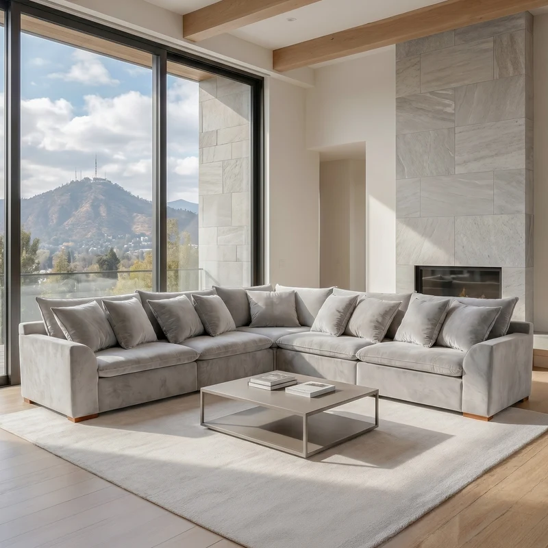 Sofá 4 Personas Atualittá en "L" Tela Gris Claro - 2.77M X 2.77M de Chaise Longue a Confección