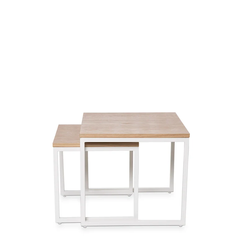 Mesa de centro Piero Roble/Blanco 40 × 40 cm