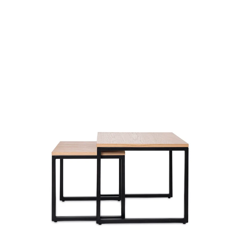 Mesa de centro Piero Roble/Negro 40 × 40 cm
