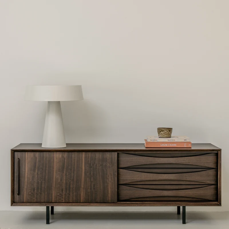 Aparador de TV vintage con cajones - 140 cm - Oskar - Smokewood