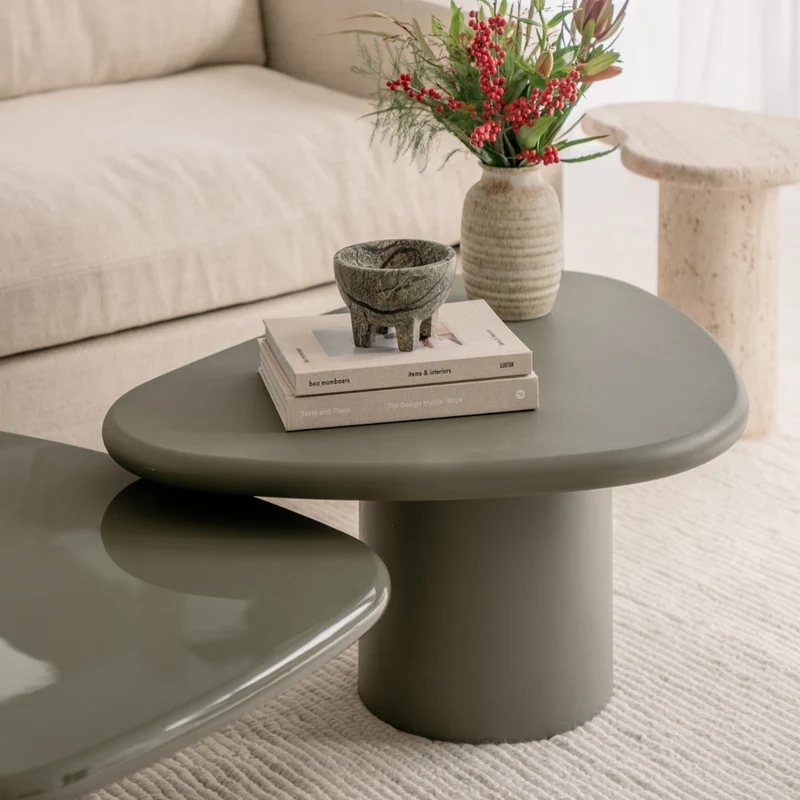 Salontafel Tille - 90 cm - StoneSkin - Kaki Claro