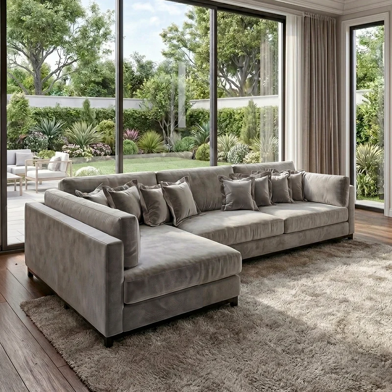 Sofá 3 Cuerpos Liberty con Chaise Longue Izquierdo Tela Gris Claro - 2.30m a Confección