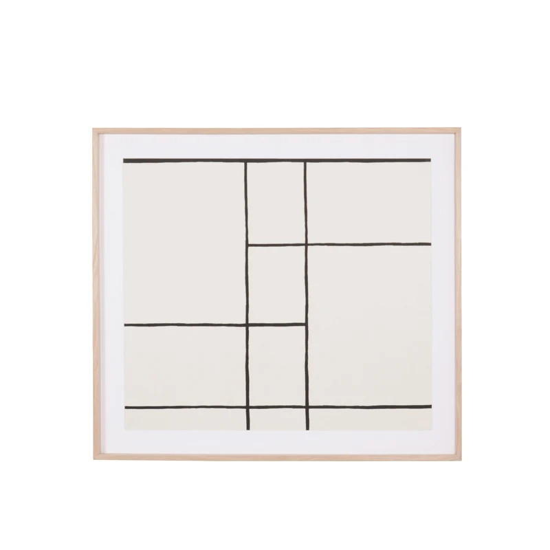 Obra de arte - Rejilla negra - 90×100cm - Marco de roble