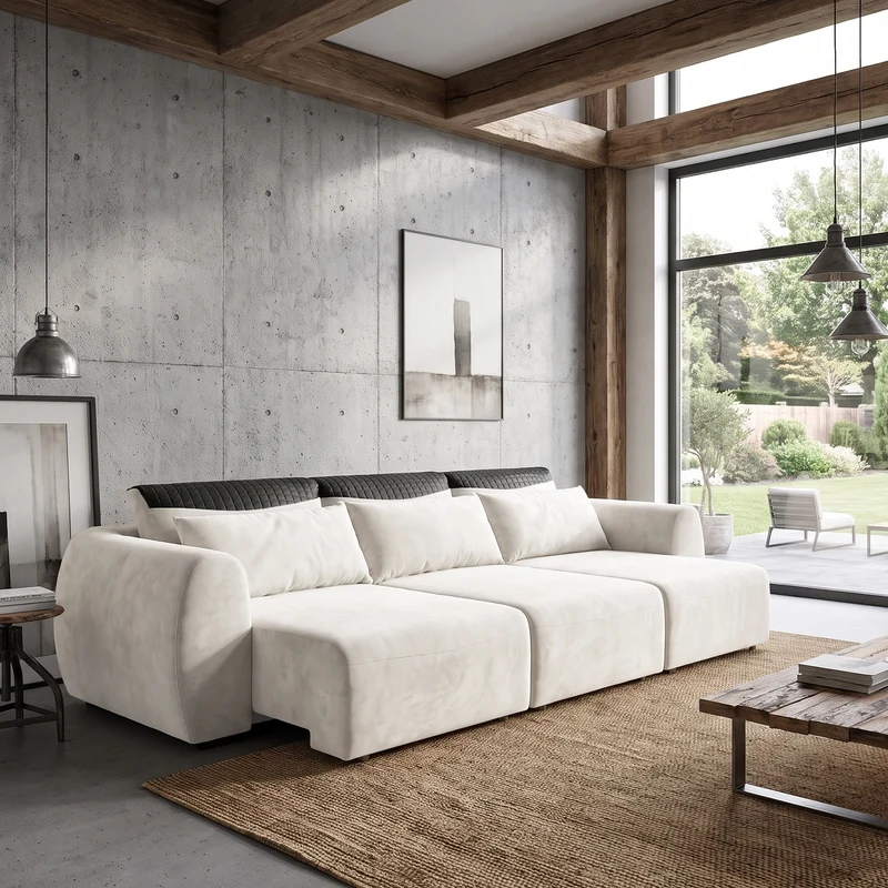 Sofá 3 Cuerpos Moenia Tela Beige - 2.82m a Confección