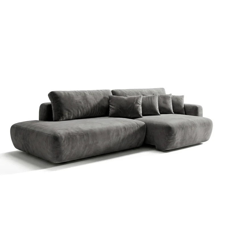 Sofá 2 Cuerpos Solana Pouf izquierdo Tela Gris Oscuro - 2.18m a Confección