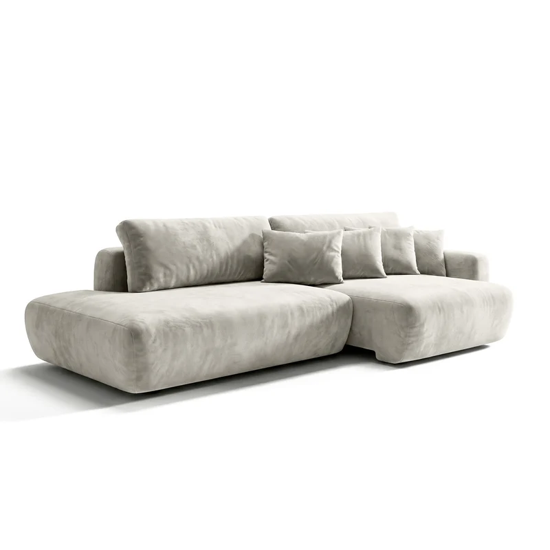 Sofá 2 Cuerpos Solana Pouf izquierdo Tela Beige - 2.18m a Confección