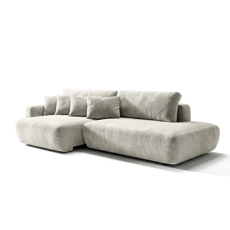 Sofá 2 Cuerpos Solana Pouf Derecho Tela Beige - 2.18m a Confección