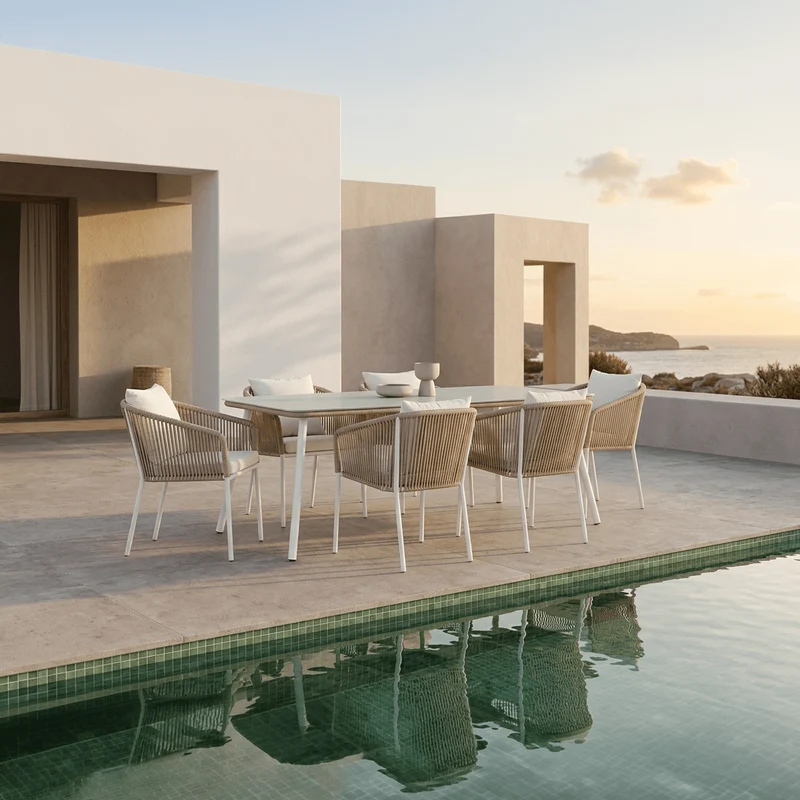 Conjunto Mesa e 6 Cadeiras de Exterior 160×90×75 cm SIESTA