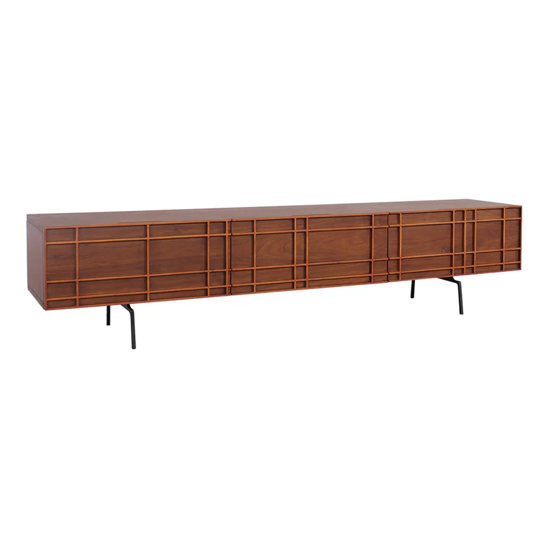 Mueble TV con lamas - Dunkerque - Nogal - 165 cm