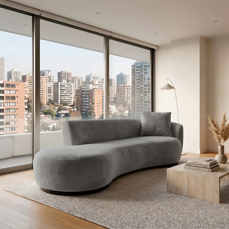 Sofá 2 Cuerpos Acqua Respaldo Derecho Tela Gris oscuro - 2.56m a Confección