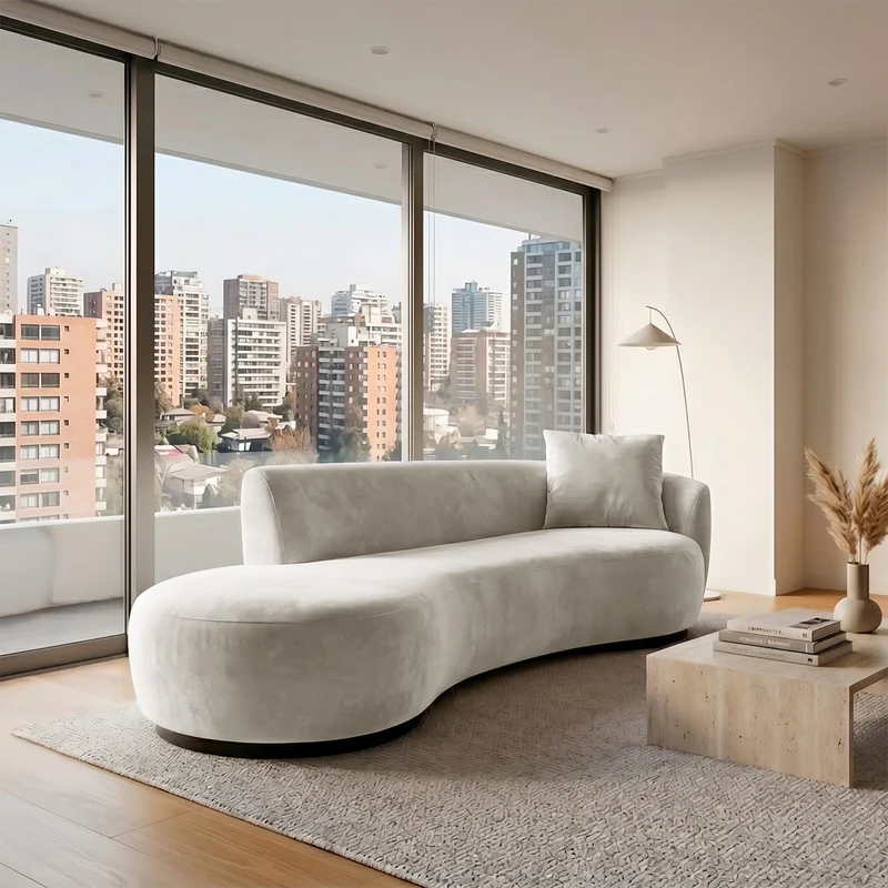 Sofá 2 Cuerpos Acqua Respaldo Derecho Tela Beige - 2.36m a Confección