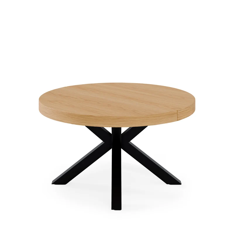 Mesa Mildred 120 cm Redonda Extensible Roble/Negro