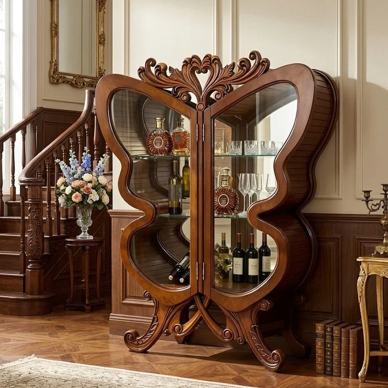 Butterfly Wing Wooden Wine Cabinet