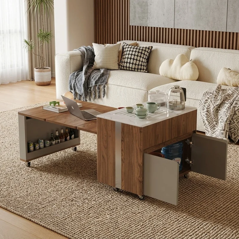 Japanese Minimalist Hidden Storage Coffee Table