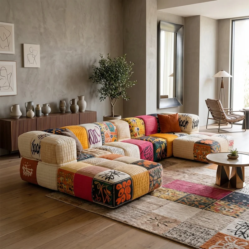 Bohema Artistic Patchwork Sectional Living Sofa