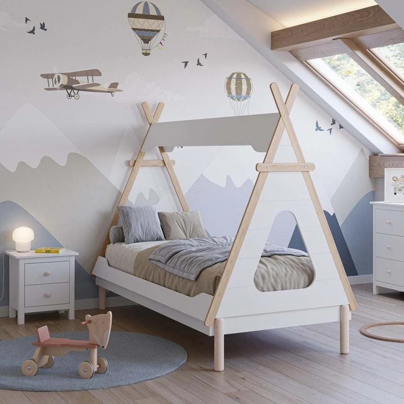 Cama casita infantil cabaña Juvenil mod. TIPI