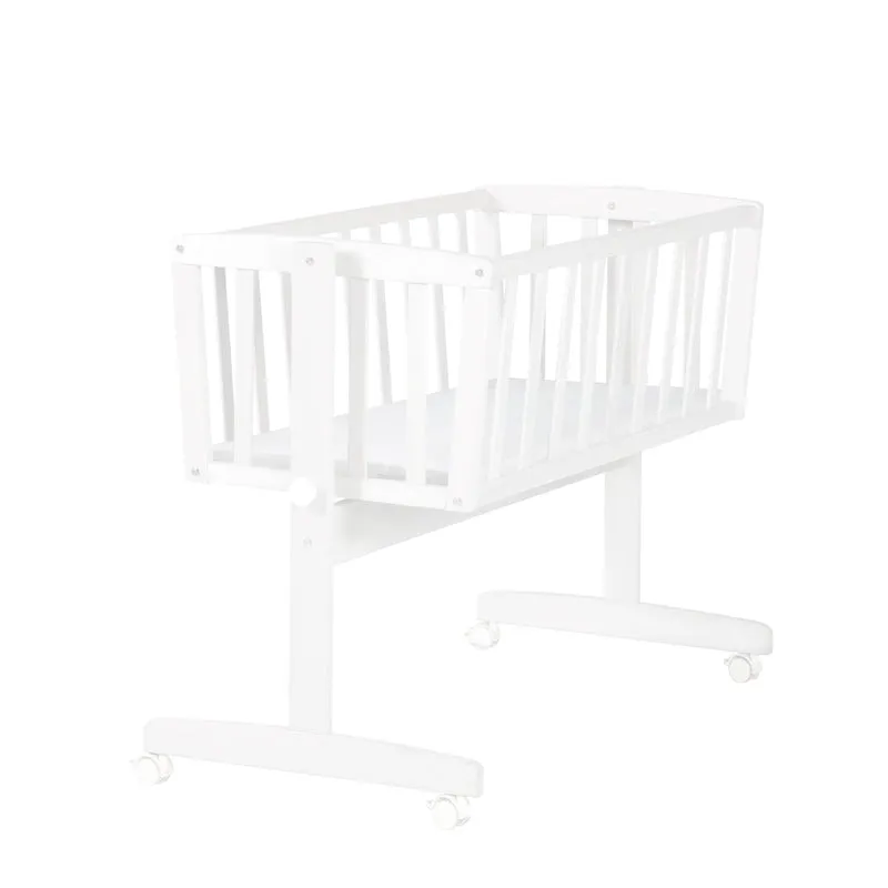 Babywiege inkl. Matratze 40 x 90 cm - Wiegenfunktion mit Feststellknopf - Holz weiß