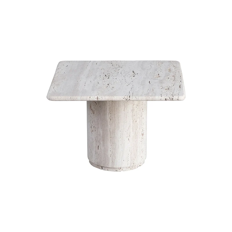 Mesa de centro cuadrada - Lyon - Alta - Travertino blanco