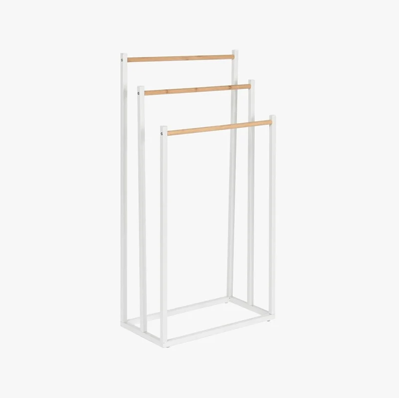Toalheiro de Metal e Bambu 45x22x85 CLEAR