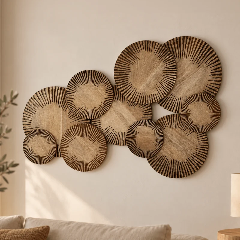 Decoração de Parede Círculos Castanho ATLAS
