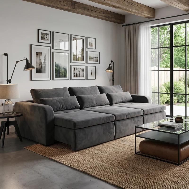 Sofá 3 cuerpos Zurich Tela Gris oscuro - 2.98m a Confección