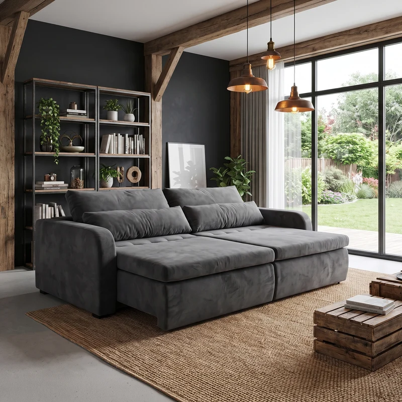 Sofá 2 cuerpos Zurich Tela Gris oscuro - 2.48m a Confección