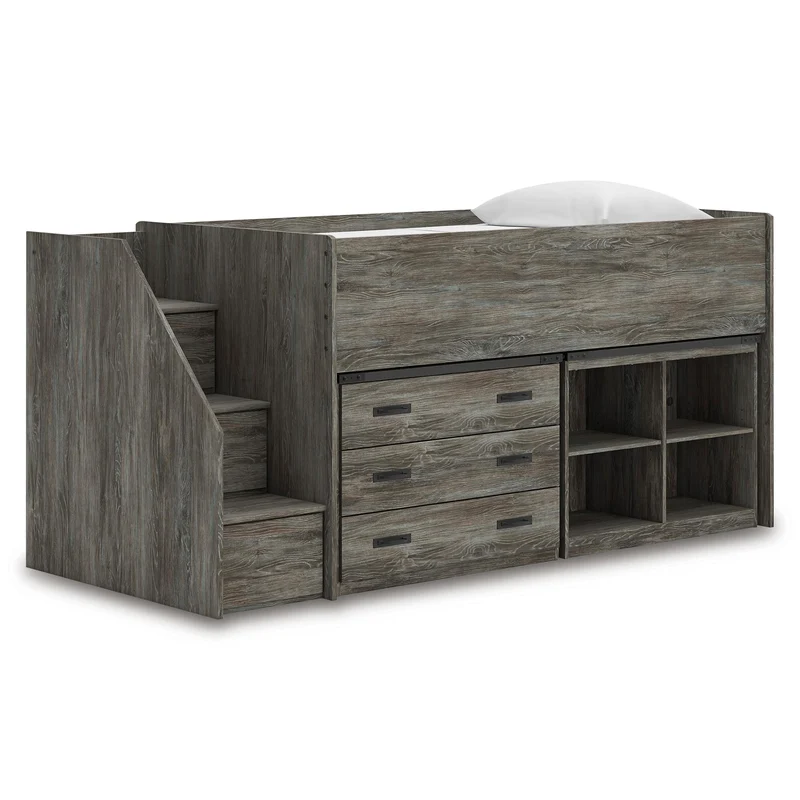 Signature Design by Ashley Frandern B4480B16 Twin Loft Bed with Bookcase and Drawer Storage