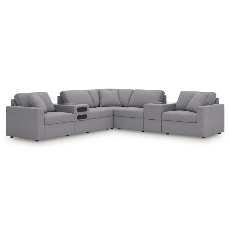 Signature Design by Ashley Modmax 92104S69 7 pc Balanced Sectional with Audio and Storage Consoles