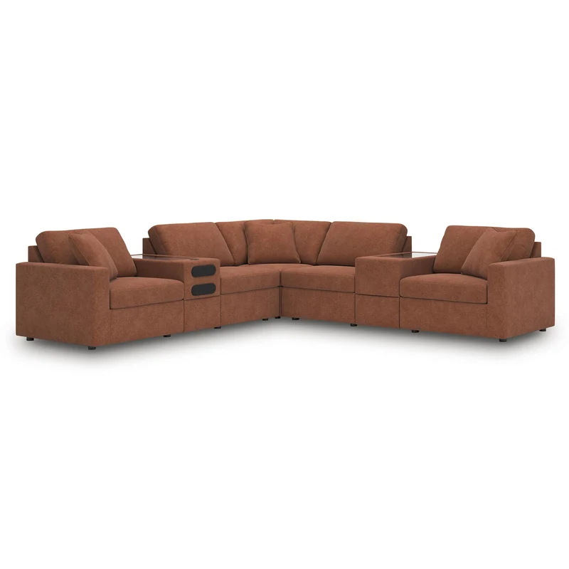 Signature Design by Ashley Modmax 92102S69 7 pc Balanced Sectional with Audio and Storage Consoles
