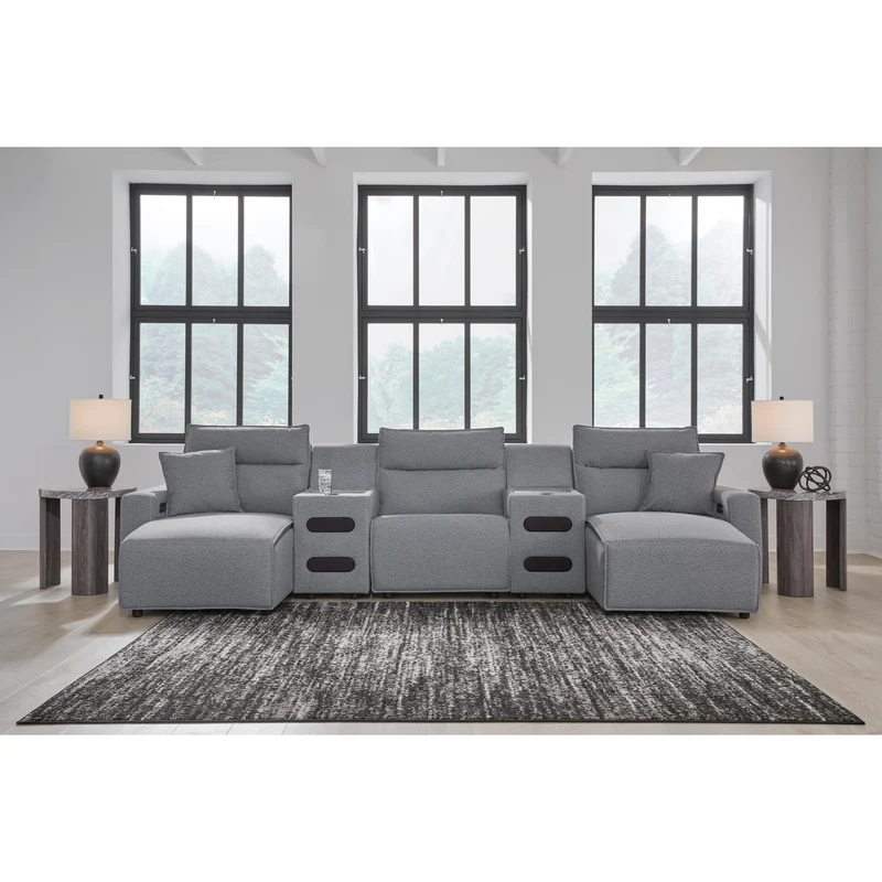 Signature Design by Ashley Modmax 65906S40 5 pc Reclining Sectional with Double Chaise and Audio Consoles