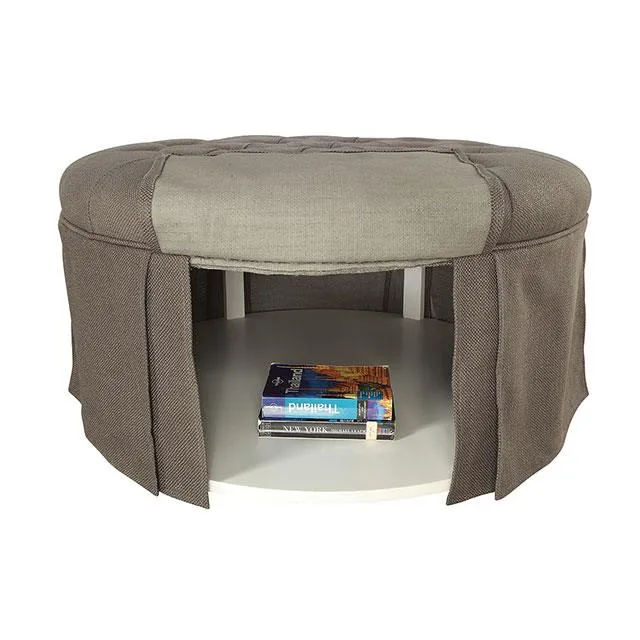 Furniture of America Claes CM-BN6175GY Round Ottoman