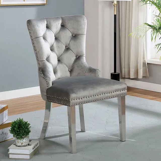 Furniture of America Jewett CM-AC261GY-2PK Wingback Chair (2/CTN)