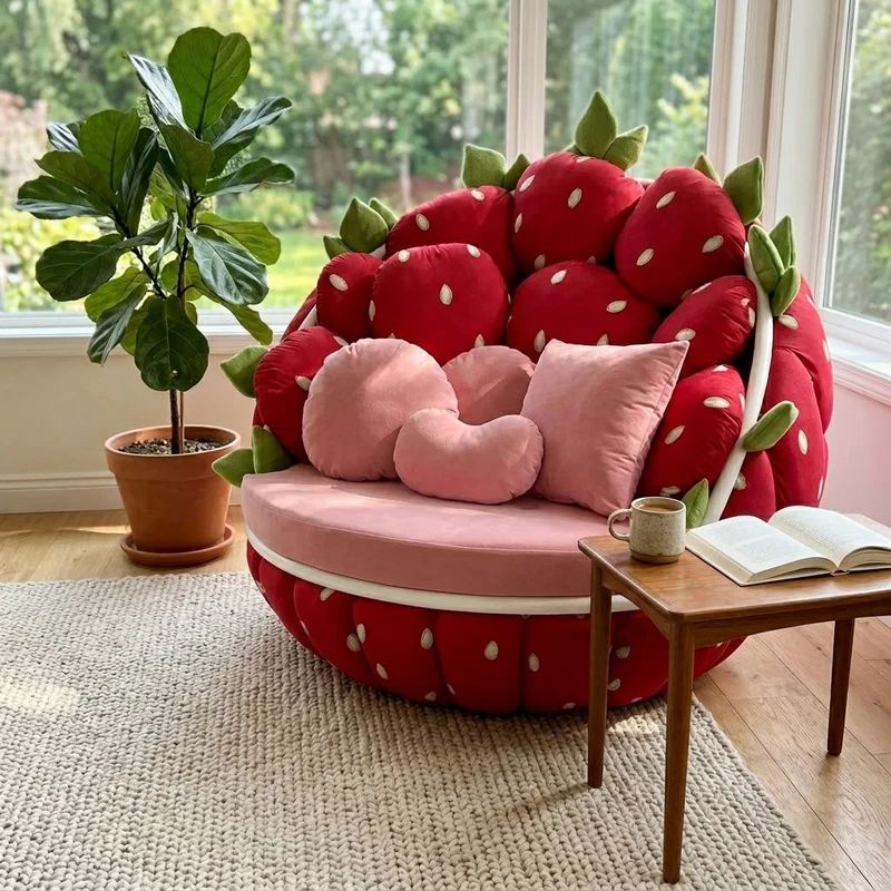 Strawberry Plush Lounge Sofa Chair