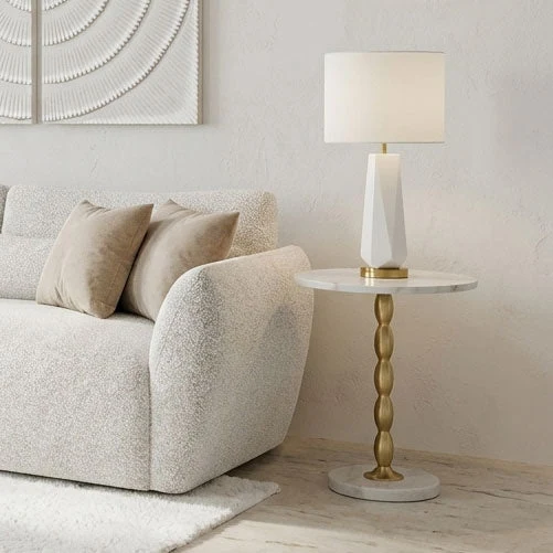 Mesa de Apoio Clássica Mármore com Pé Dourado VERSAILLES