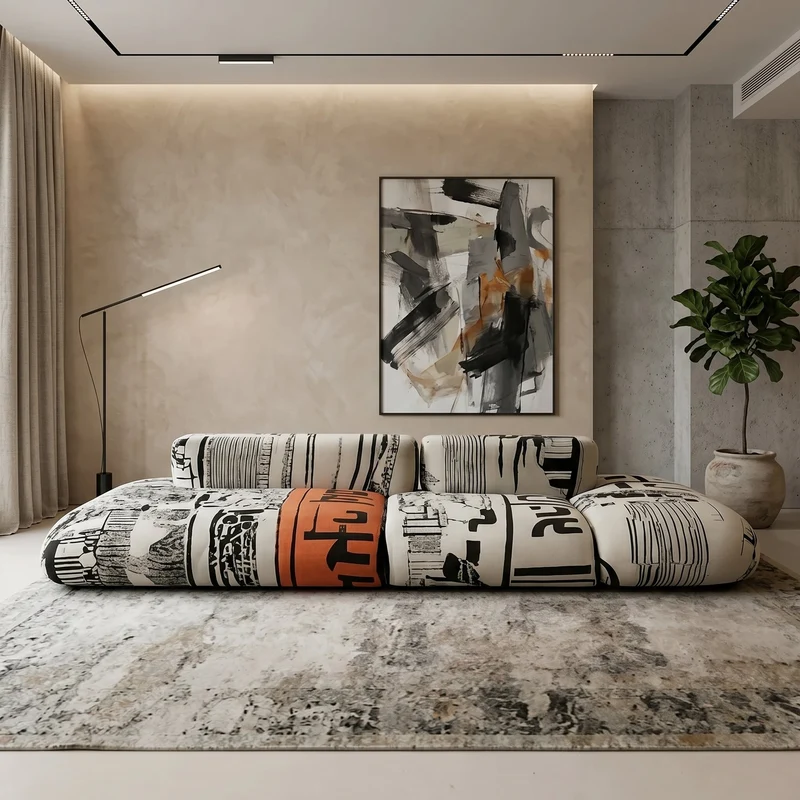 Art Sketch Kanji Bold Typography Modular Cloud Sofa