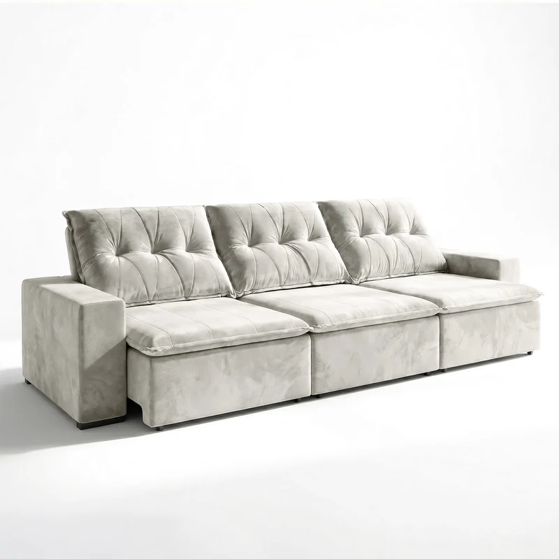 Sofá 3 Cuerpos Moscou Tela Beige - 2.90m a Confección