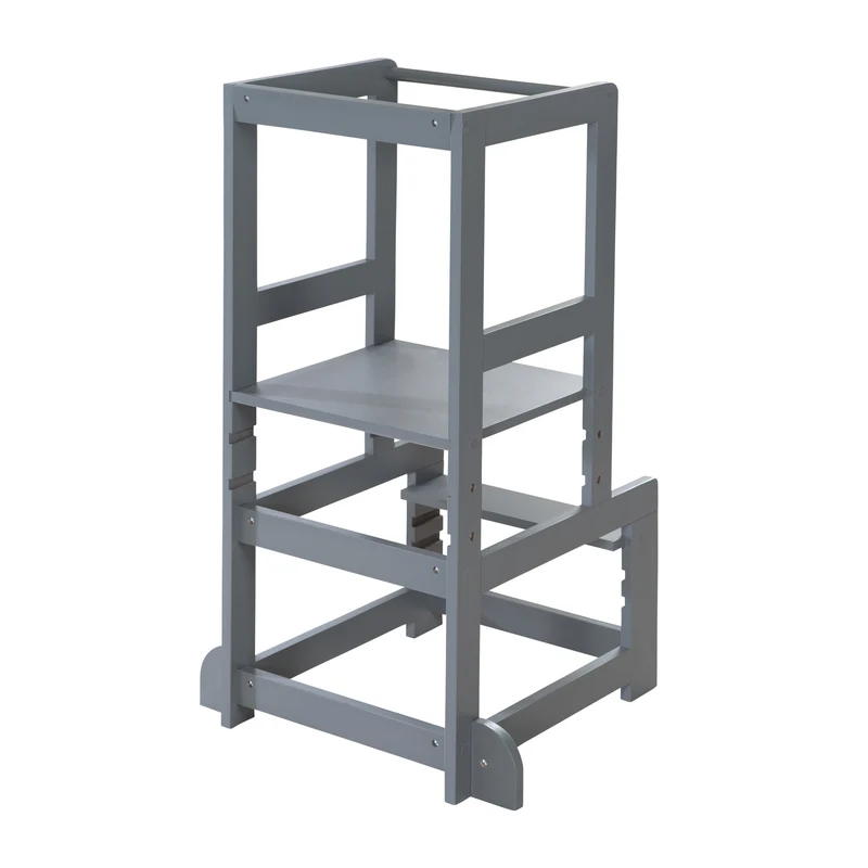 Lernturm anthrazit, sicherer Tritthocker für Kinder, ideal als Küchenhelfer, bis 80 kg belastbar