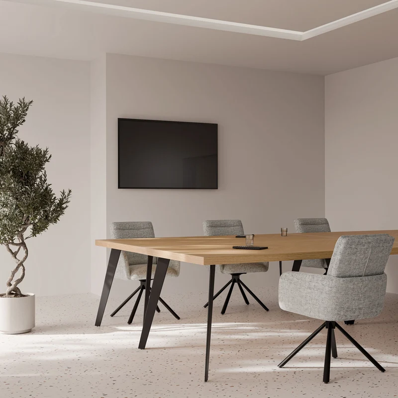 Mesa de comedor Randy roble y negro 160 × 90 cm fija