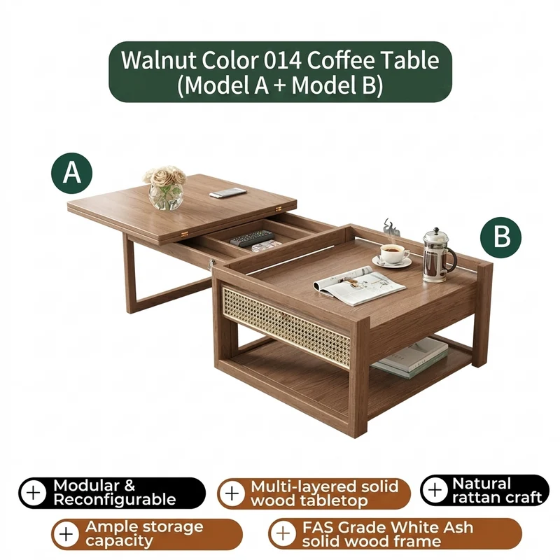 Zen Frame Modular Design Wood Tea Table