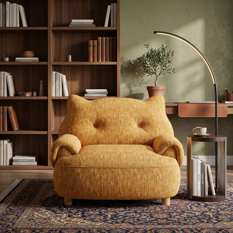 Cat Ear Minimalist Oversized Lounge Armchair