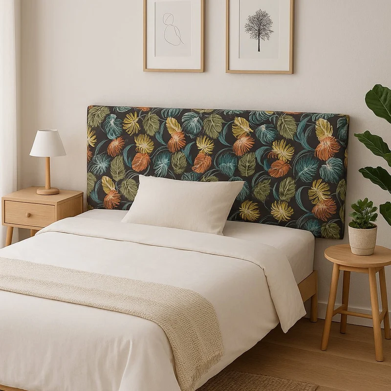 Cabeceira Cama Estofada com Padrão Floral Azul 160x10x60 SERENA