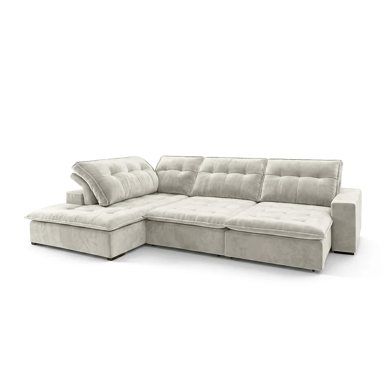 Sofá 3 Cuerpos Vancouver con Chaise Longue Izquierdo Tela Beige - 2.80m x 1.98m a Confección