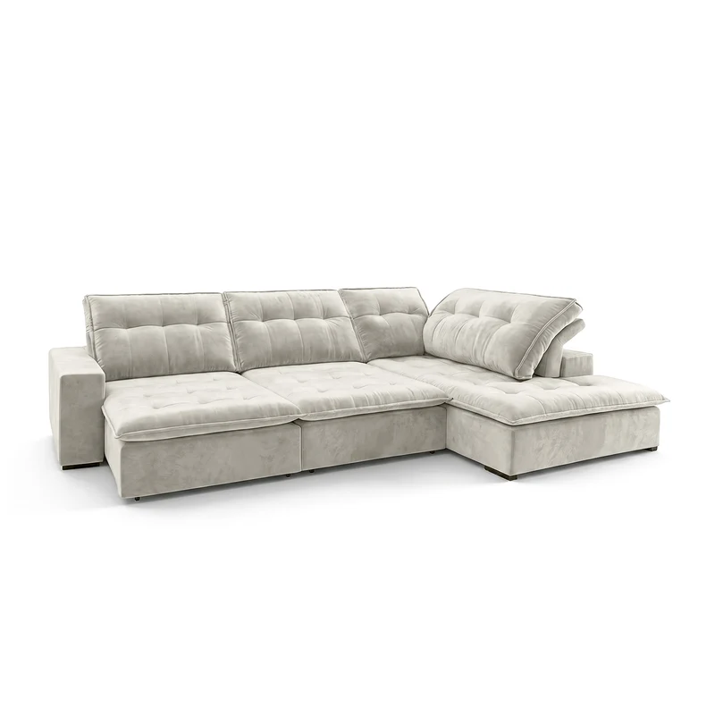 Sofá 3 Cuerpos Vancouver con Chaise longue Derecho Tela Beige - 2.60m x 1.88m a Confección