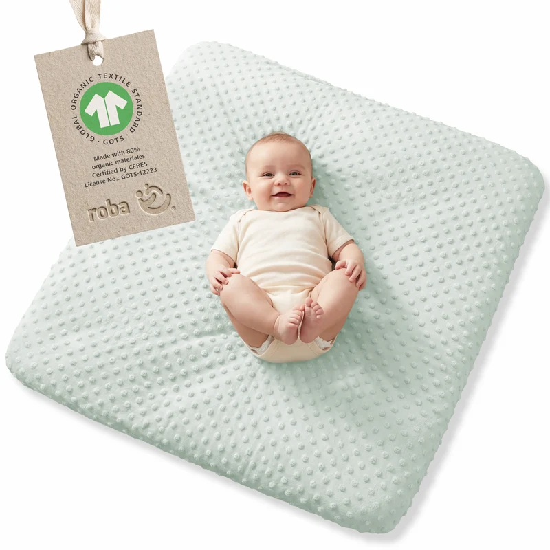 Organic Spannbezug für Wickelauflagen 'Lil Planet' aus Bio-Jersey - GOTS - 85 x 75 cm - Frosty Green