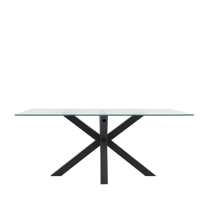 Mesa de comedor Demi cristal con patas negras 140 cm